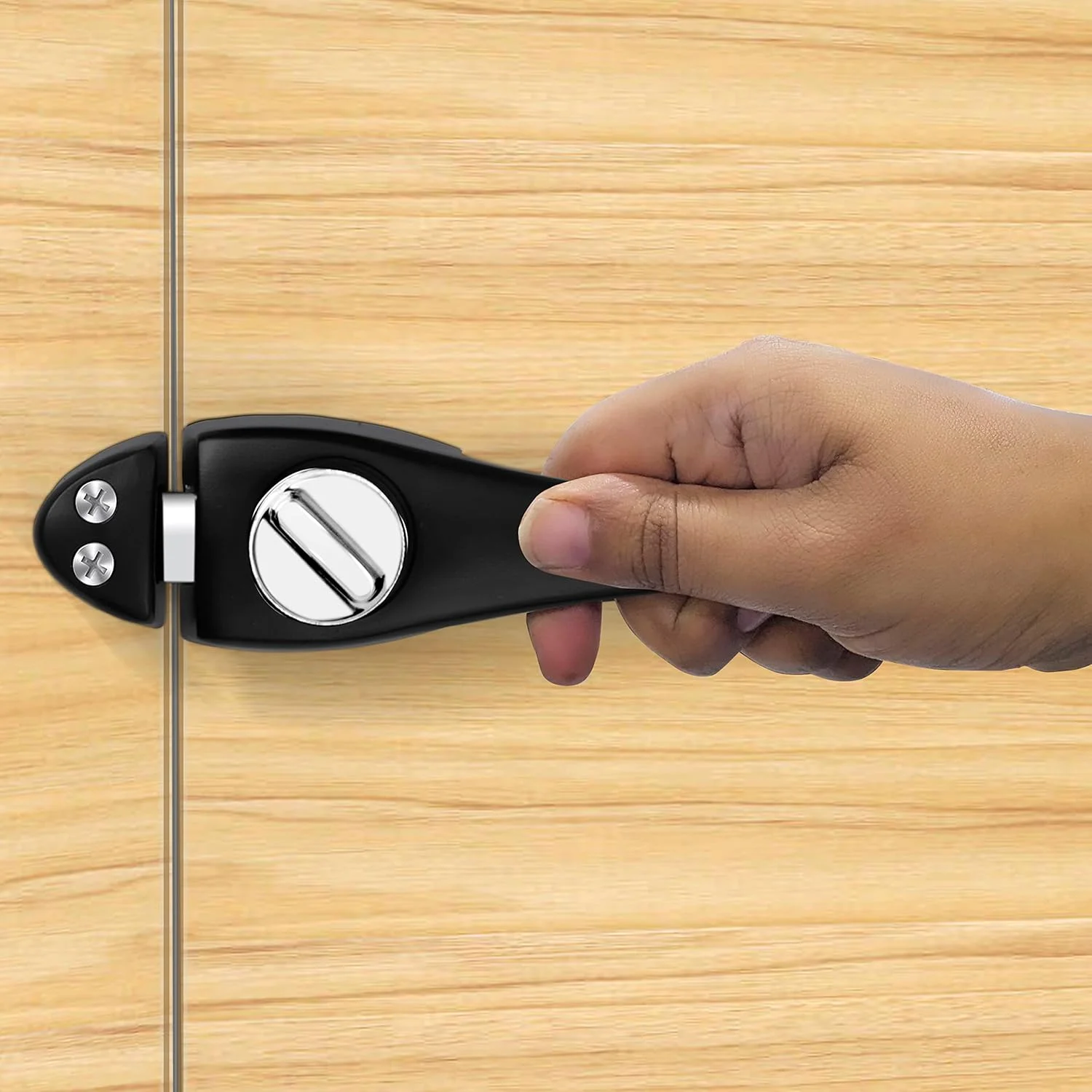 قفل درب پلنتکس / قفل کودک 2 در 1 با دستگیره درب برای درب حمام/اتاق خواب (مشکی) - بسته 1 عددی