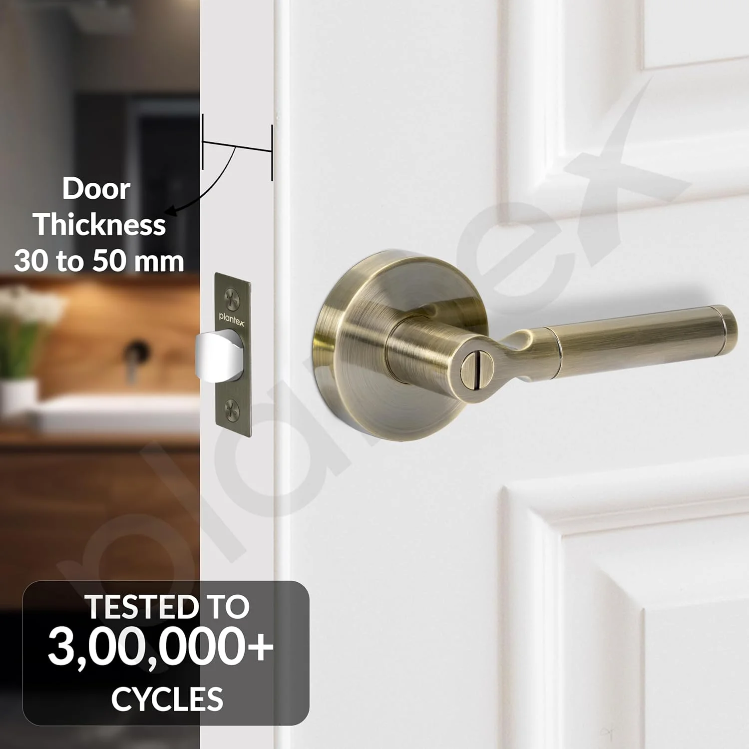 قفل درب سنگین Plantex - ست دستگیره بدون کلید برای درب حمام/اتاق/بالکن/اداره - لوازم جانبی حمام (9831-برنجی عتیقه) قفل درب سنگین Plantex - ست دستگیره بدون کلید برای درب حمام/اتاق/بالکن/اداره - لوازم جانبی حمام (9831-برنجی عتیقه)