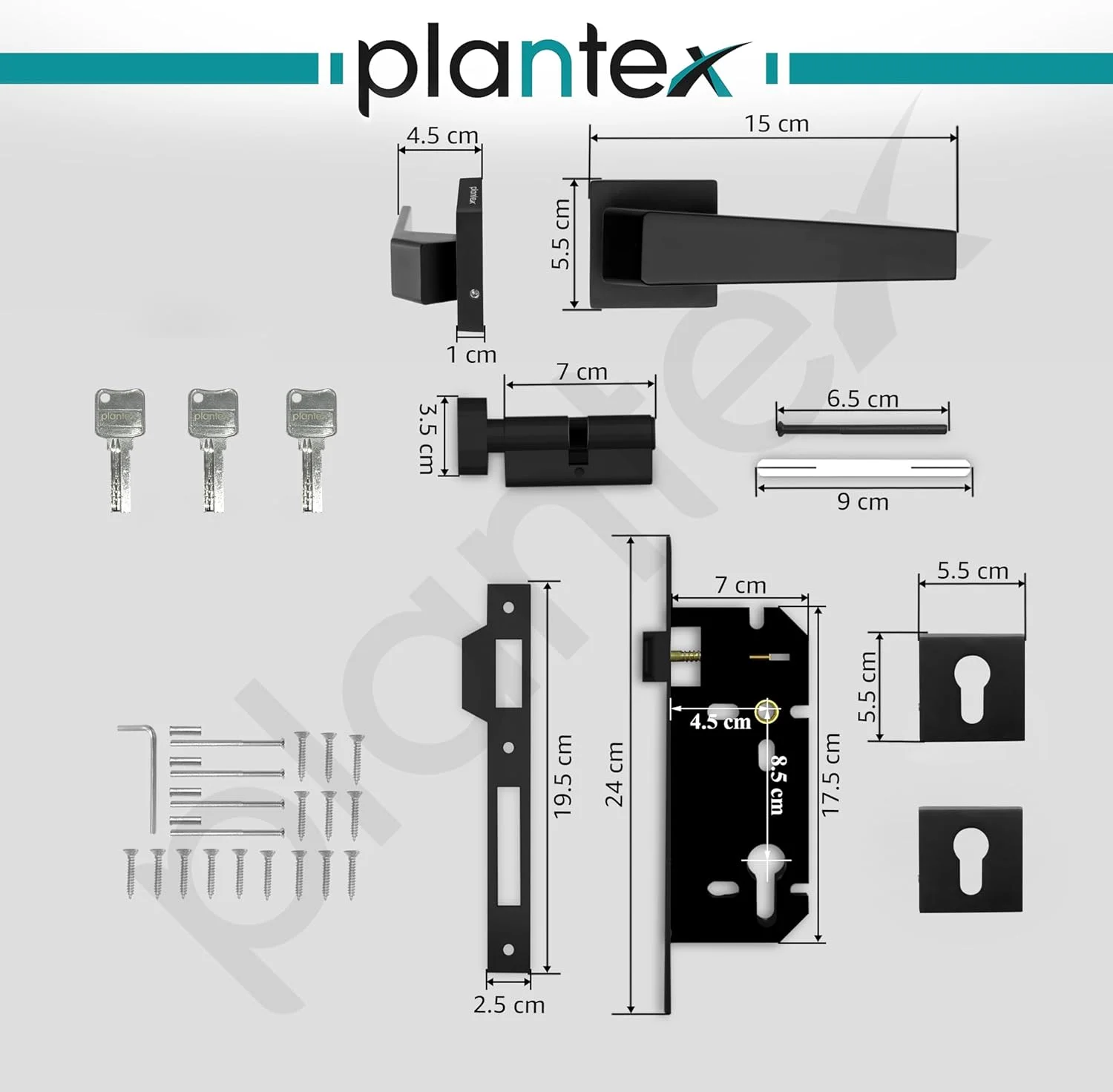 قفل درب سنگین Plantex / دستگیره قفل زبانه درب اصلی / ست دستگیره برای خانه / دفتر کار - لوازم جانبی درب - (APS-PT-004- مشکی) قفل درب سنگین Plantex / دستگیره قفل زبانه درب اصلی / ست دستگیره برای خانه / دفتر کار - لوازم جانبی درب - (APS-PT-004- مشکی)