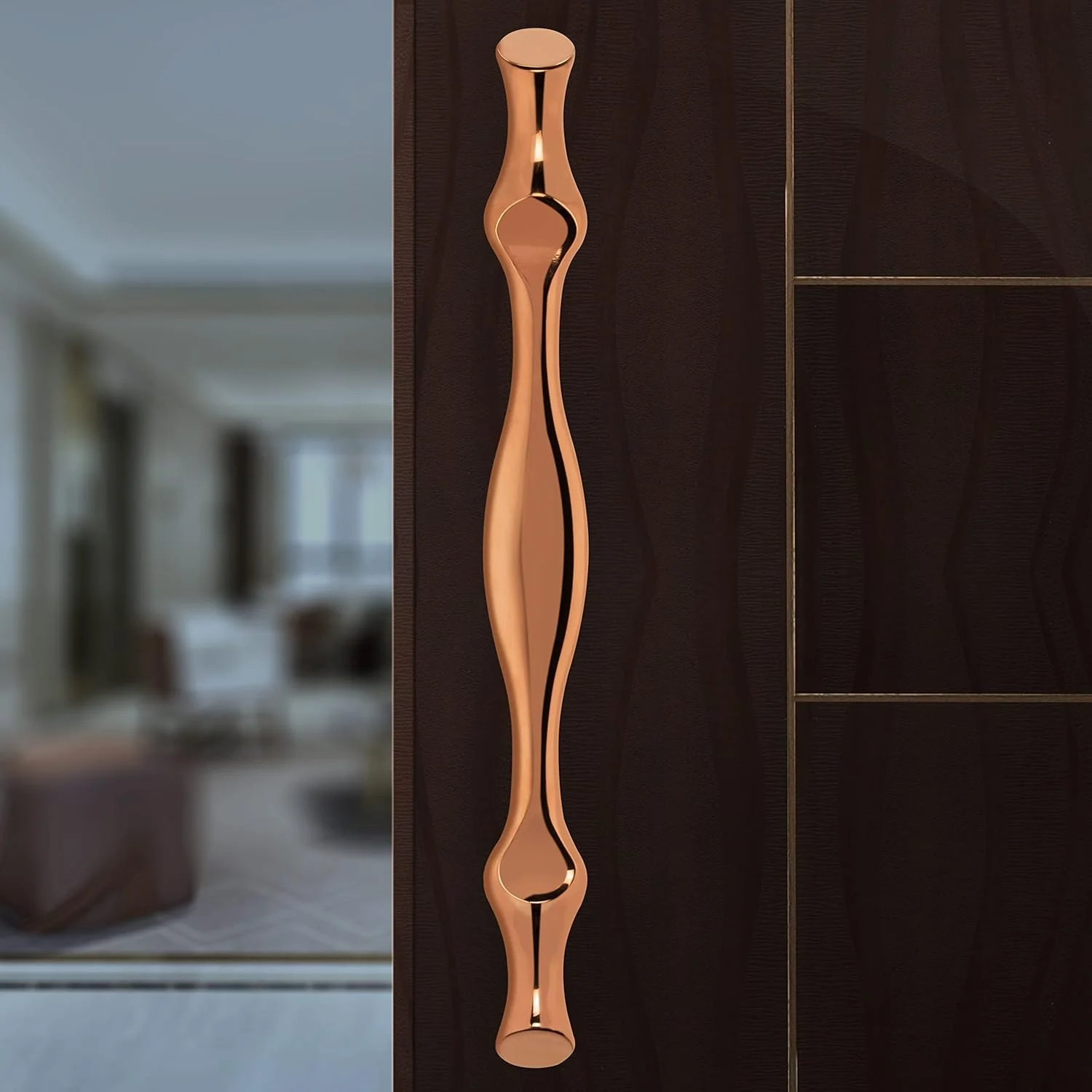 دستگیره درب ۱۷ اینچی ممتاز Plantex برای درب اصلی و دستگیره کششی-فشاری برای درب چوبی و شیشه ای / منزل / هتل / سخت افزار درب اداری - بسته ۱ عددی (رزگلد ۳۰۸)