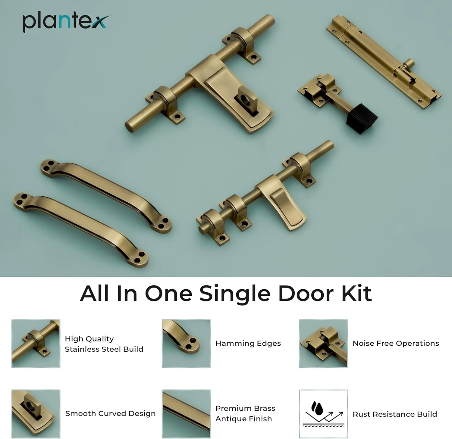 ست کامل یراق آلات درب استیل Plantex برای درب تکی شامل قفل آویز 10 اینچی، زبانه 8 اینچی، دو دستگیره 7 اینچی، قفل اهرمی 7 اینچی و استاپر درب 4 اینچی - (DMAL-02-برنجی آنتیک) ست کامل یراق آلات درب استیل Plantex برای درب تکی شامل قفل آویز 10 اینچی، زبانه 8 اینچی، دو دستگیره 7 اینچی، قفل اهرمی 7 اینچی و استاپر درب 4 اینچی - (DMAL-02-برنجی آنتیک)