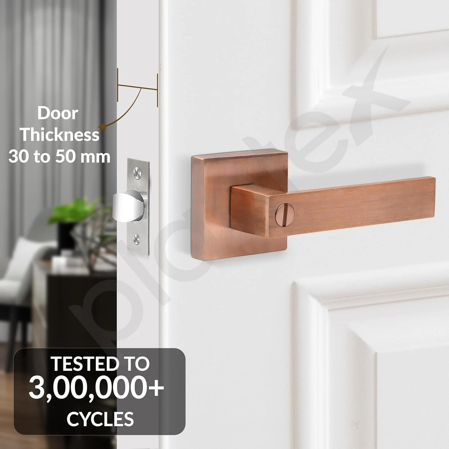 قفل درب اتاق خواب/بالکن/انباری Plantex از جنس برنج و زینک با طراحی مدرن و بدون کلید - طراحی برگشت پذیر (رنگ مسی آنتیک، مناسب برای درب های 30 تا 50 میلی متر) قفل درب اتاق خواب/بالکن/انباری Plantex از جنس برنج و زینک با طراحی مدرن و بدون کلید - طراحی برگشت پذیر (رنگ مسی آنتیک، مناسب برای درب های 30 تا 50 میلی متر)