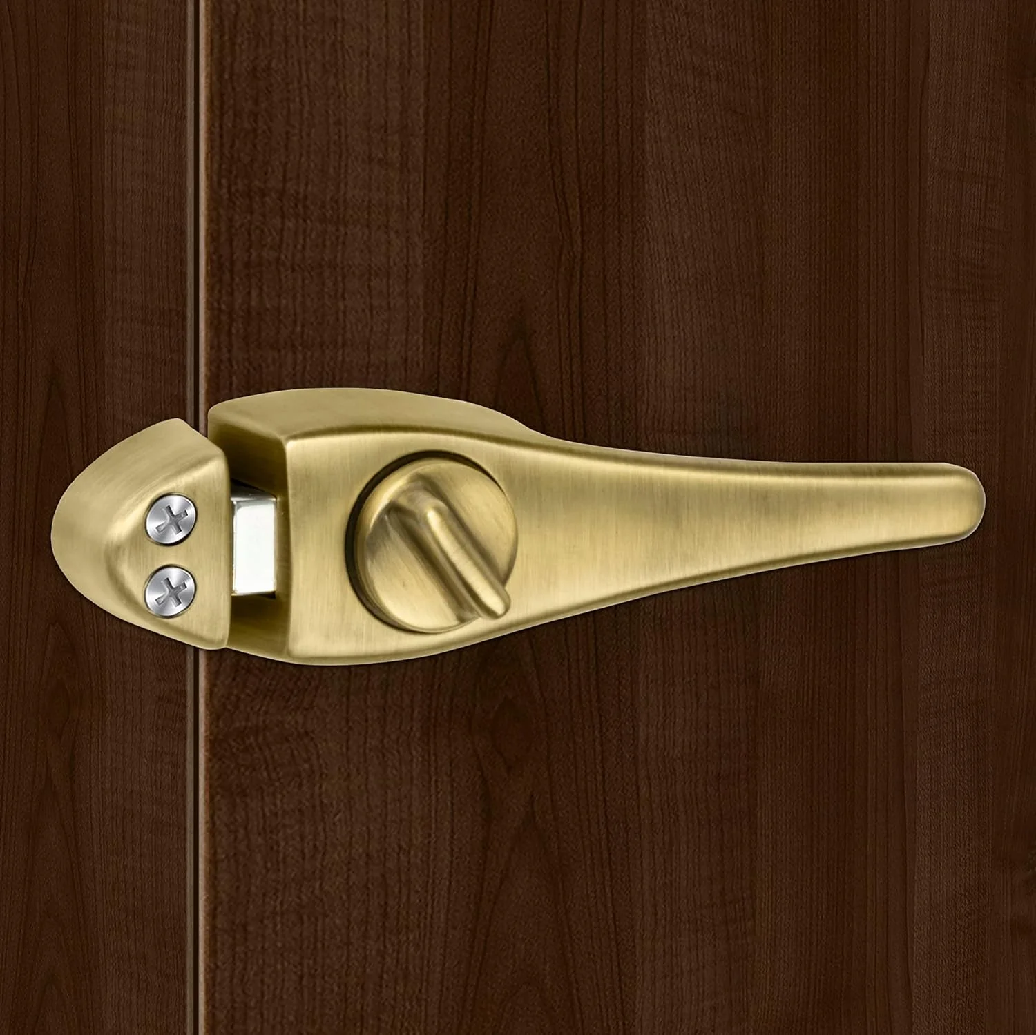 قفل درب پلنتکس / قفل کودک 2 در 1 با دستگیره درب برای درب حمام/اتاق خواب (برنجی عتیقه) - بسته 1 عددی