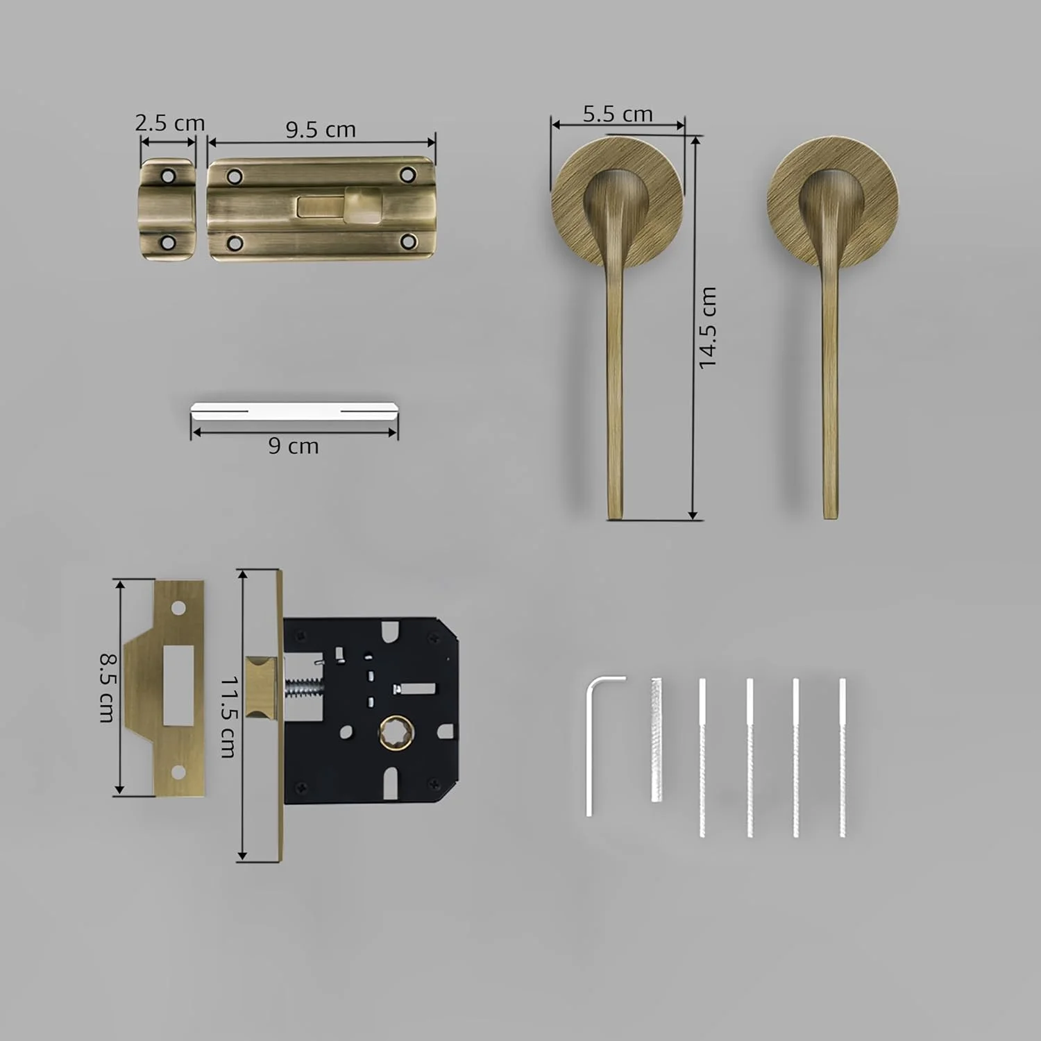 قفل زبانه ای مروارید Plantex برای درب بالکن و حمام / دستگیره بدون کلید با قفل کودک (7060 - روکش برنجی عتیقه)