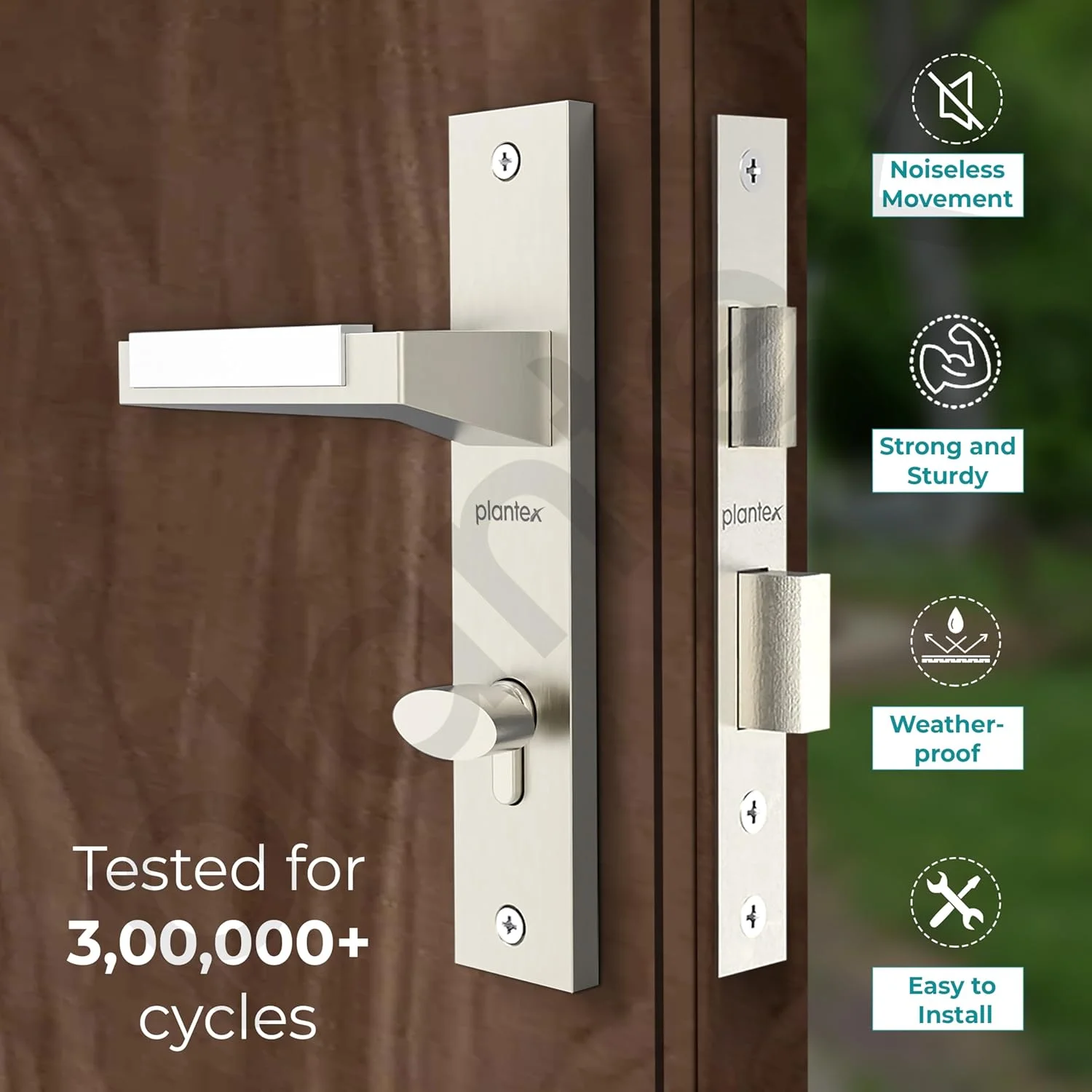 قفل درب اصلی/درب ورودی Plantex برنجی سنگین با 3 کلید، مناسب منزل/اداره/هتل (8001- کروم و مات) قفل درب اصلی/درب ورودی Plantex برنجی سنگین با 3 کلید، مناسب منزل/اداره/هتل (8001- کروم و مات)