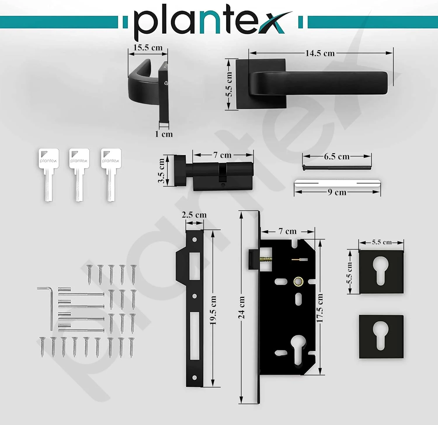 قفل زبانه ای درب Plantex 7107 با دستگیره، مناسب برای درب اصلی منزل، درب اتاق خواب، اداره، هتل، به همراه 3 کلید (مشکی) قفل زبانه ای درب Plantex 7107 با دستگیره، مناسب برای درب اصلی منزل، درب اتاق خواب، اداره، هتل، به همراه 3 کلید (مشکی)