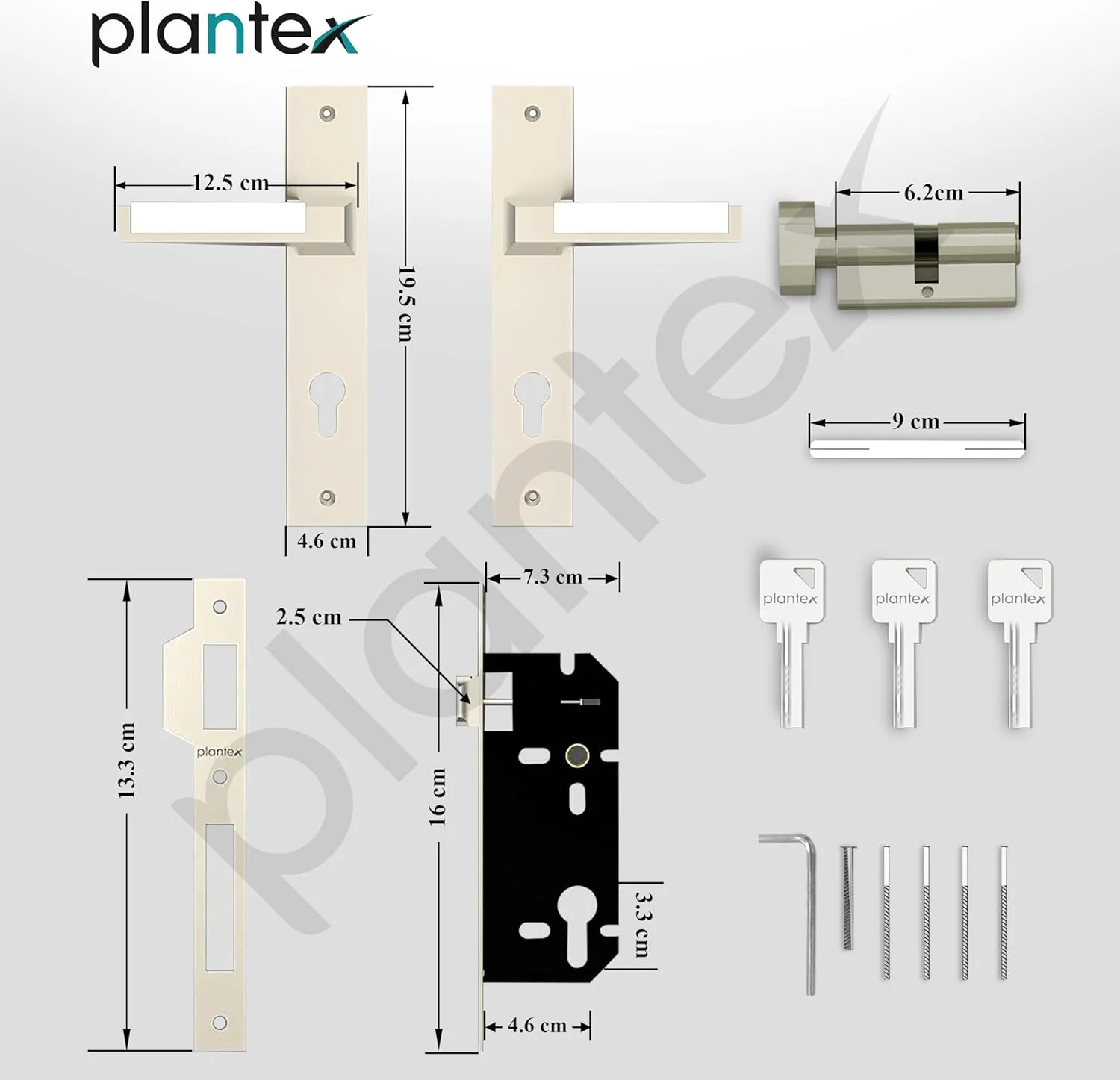 قفل درب اصلی/درب ورودی Plantex برنجی سنگین با 3 کلید، مناسب منزل/اداره/هتل (8001- کروم و مات) قفل درب اصلی/درب ورودی Plantex برنجی سنگین با 3 کلید، مناسب منزل/اداره/هتل (8001- کروم و مات)