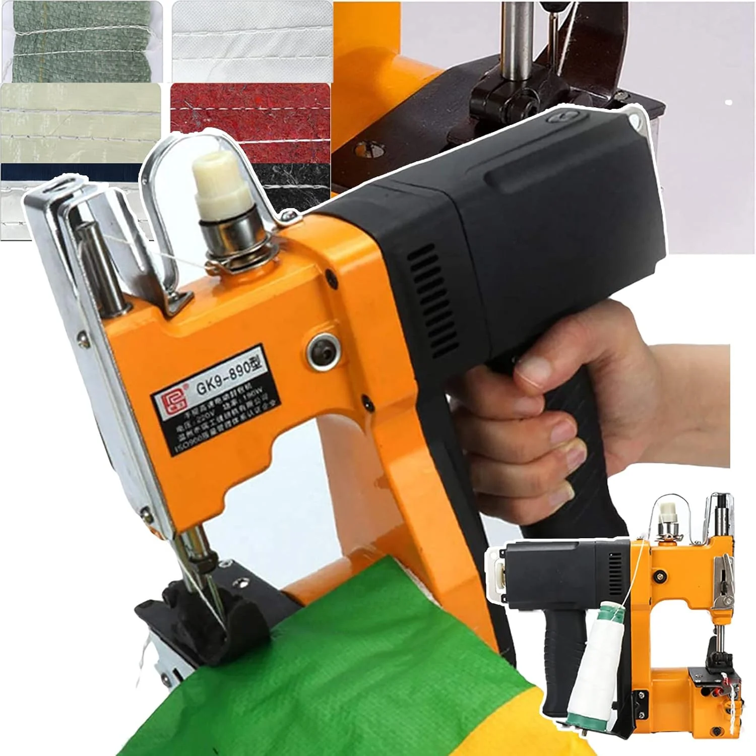 دستگاه دوخت برقی، دستگاه پلمپ قابل حمل، فاصله سوزن قابل تنظیم (7-10 میلی متر)، برای کیسه کاغذی، گونی، کیسه پی وی سی، دستگاه های دوخت کیسه پارچه ای