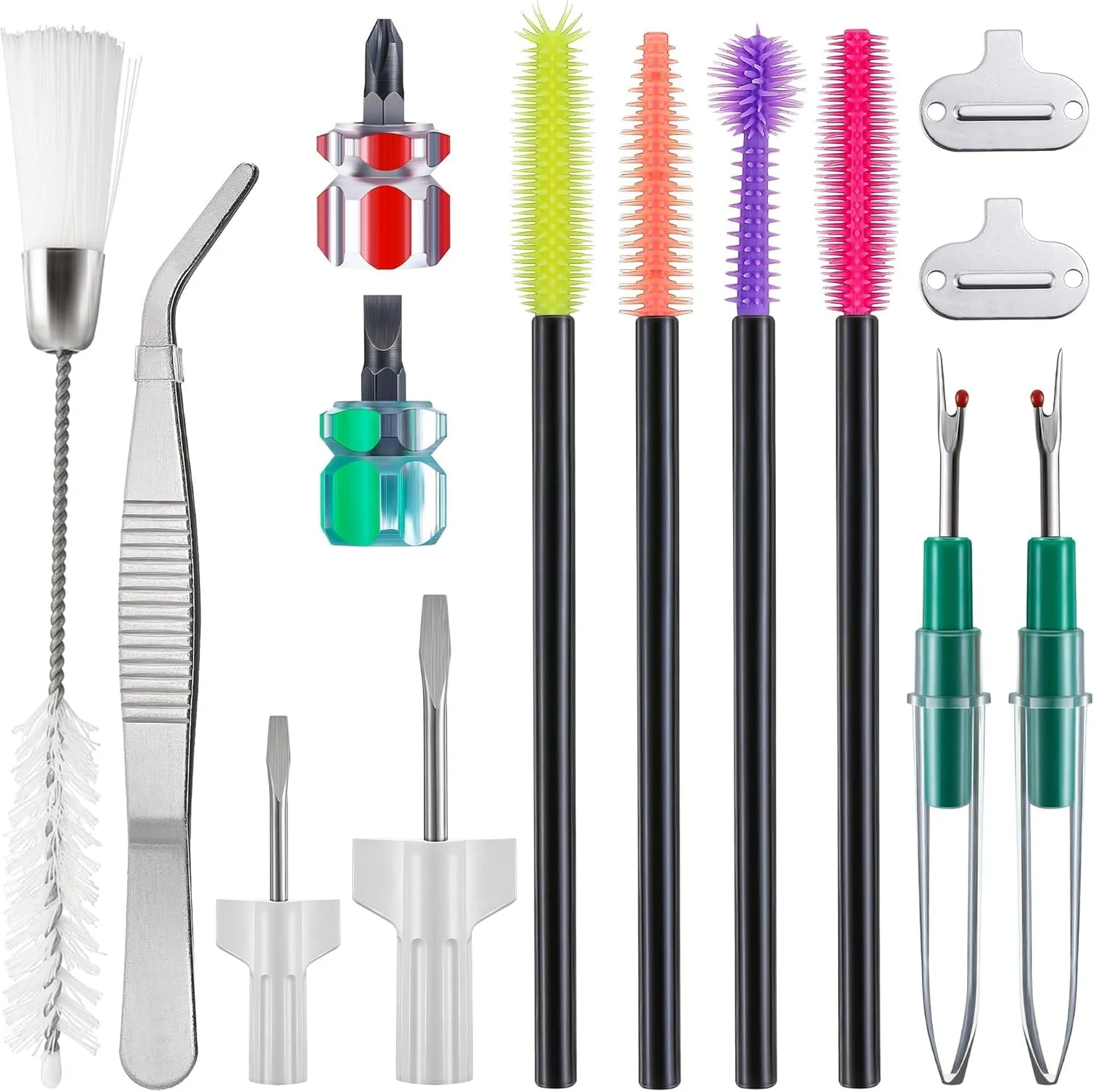 ست 14 تکه تمیزکاری و تعمیر چرخ خیاطی شامل موچین، پیچ گوشتی، بشکاف، برس های دو طرفه و سیلیکونی، ابزارهای ضروری برای نگهداری از چرخ خیاطی ست 14 تکه تمیزکاری و تعمیر چرخ خیاطی شامل موچین، پیچ گوشتی، بشکاف، برس های دو طرفه و سیلیکونی، ابزارهای ضروری برای نگهداری از چرخ خیاطی