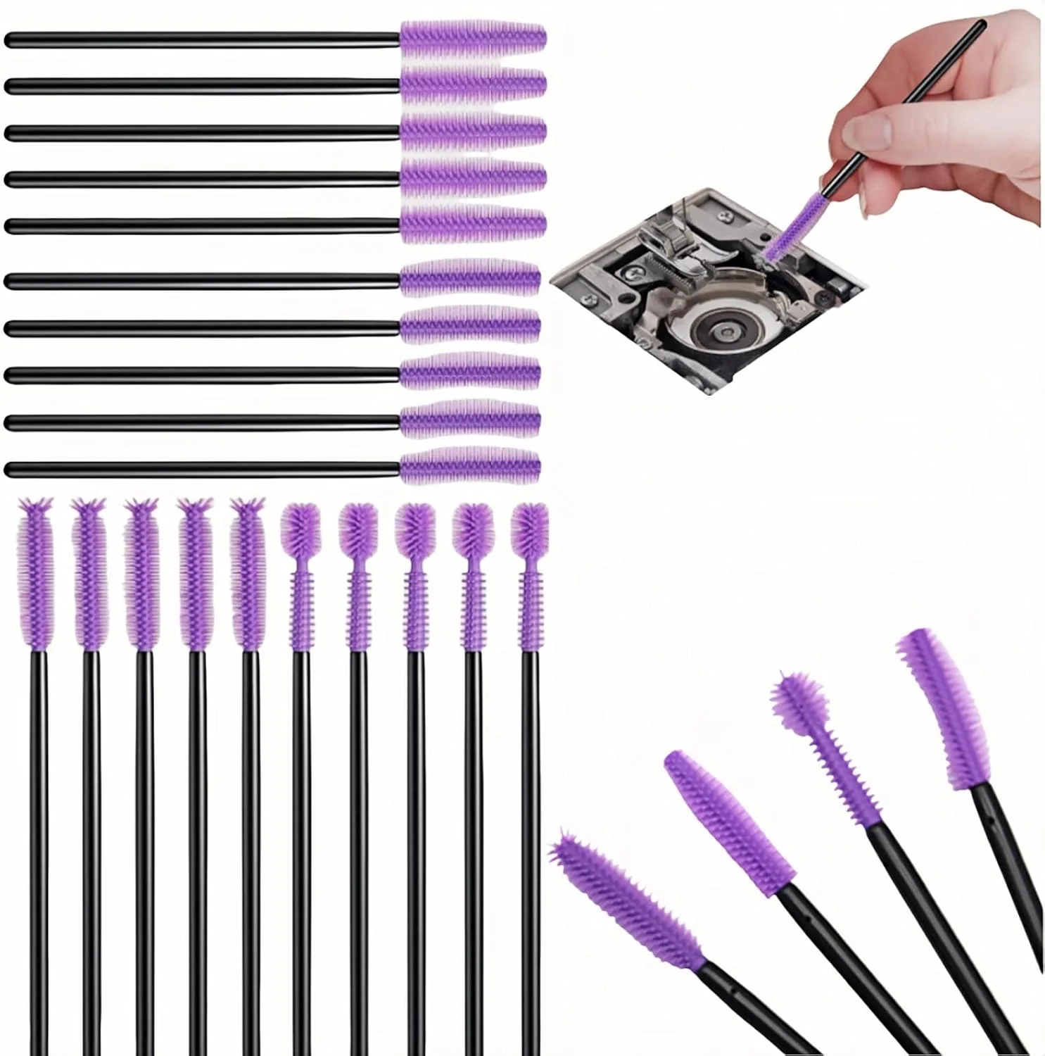 ست 20 عددی برس تمیز کننده چرخ خیاطی - برس های سیلیکونی متراکم و قابل استفاده مجدد برای قطعات داخلی، محفظه ماسوره و ناحیه قرقره - ابزار حذف پرز برای گوشه ها و شکاف ها (بنفش) ست 20 عددی برس تمیز کننده چرخ خیاطی - برس های سیلیکونی متراکم و قابل استفاده مجدد برای قطعات داخلی، محفظه ماسوره و ناحیه قرقره - ابزار حذف پرز برای گوشه ها و شکاف ها (بنفش)