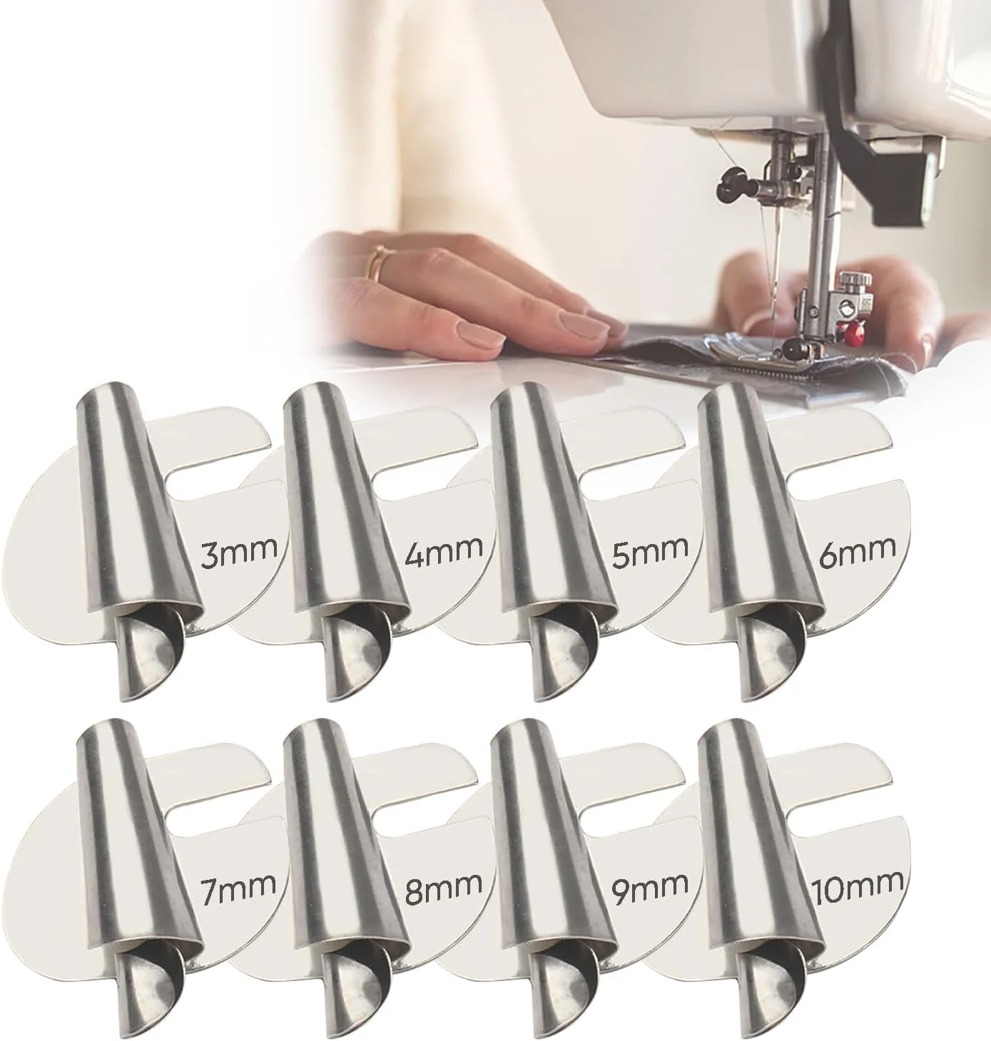 ست 8 عددی پایه لب تو جهانی چرخ خیاطی - [0.3 تا 1 سانتیمتر] - پایه فشارنده لبه پهن، پایه لب تو چرخ خیاطی، پایه لب تو اسکرول منحنی صنعتی خانگی - مخلوط 8 سایز