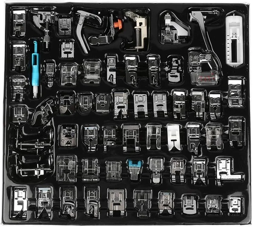 مجموعه 62 عددی پایه چرخ خیاطی - قطعات چند منظوره چرخ خیاطی خانگی، مجموعه لوازم جانبی پایه چرخ خیاطی مناسب برای بیبی لاک، سینگر و النا