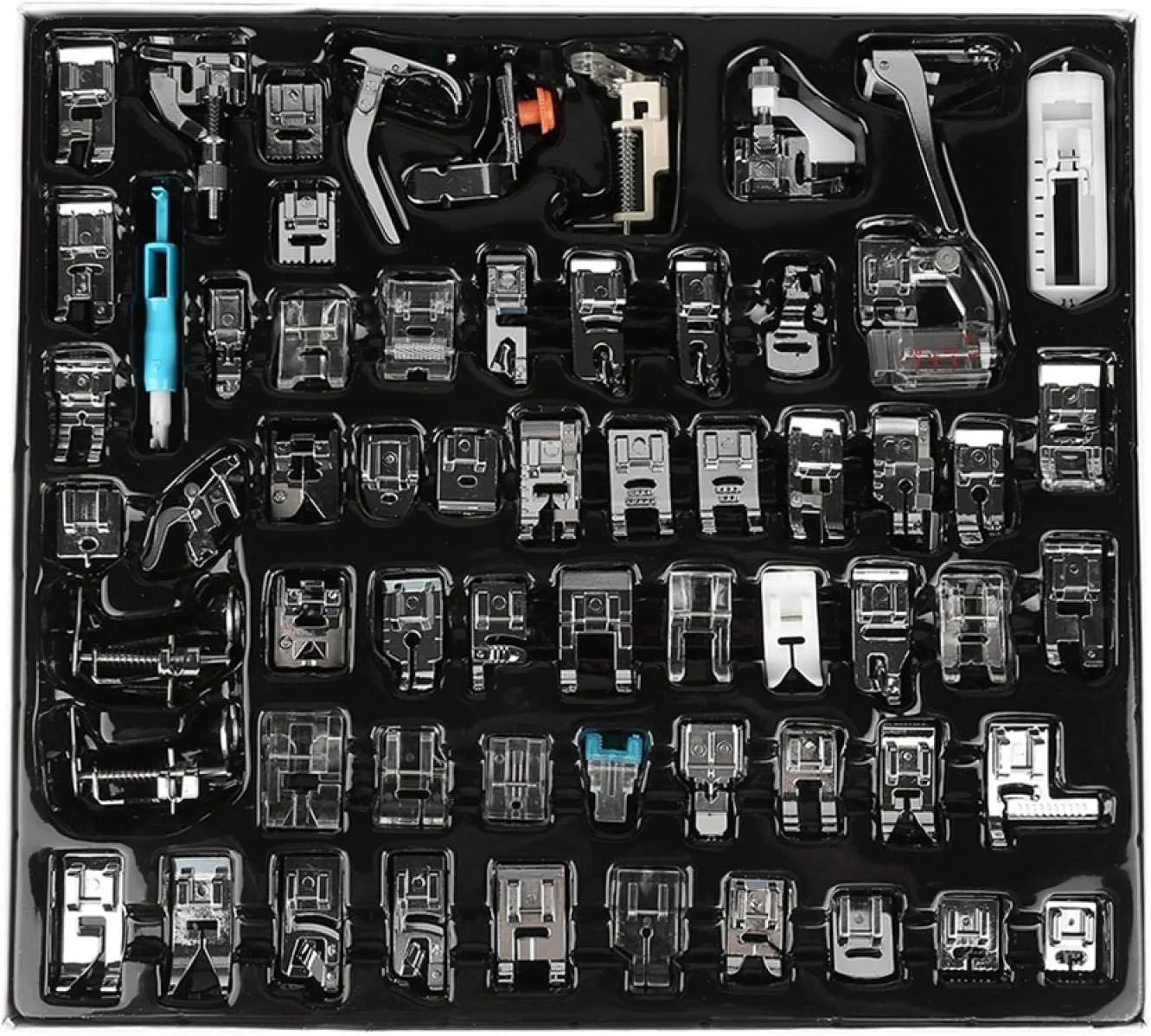 مجموعه 62 عددی لوازم جانبی پایه چرخ خیاطی، قطعات چند منظوره خانگی چرخ خیاطی