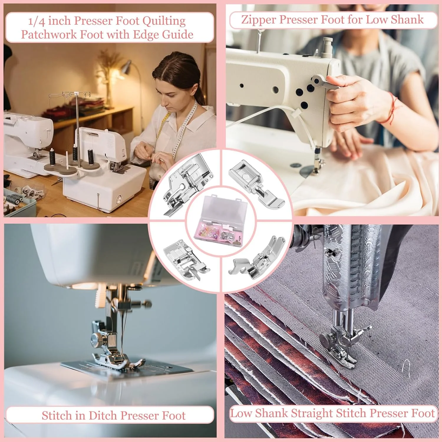 نگهدارنده پایه فشاری با آداپتور ساق کوتاه و پایه فشاری زیپ برای چرخ خیاطی نگهدارنده پایه فشاری با آداپتور ساق کوتاه و پایه فشاری زیپ برای چرخ خیاطی