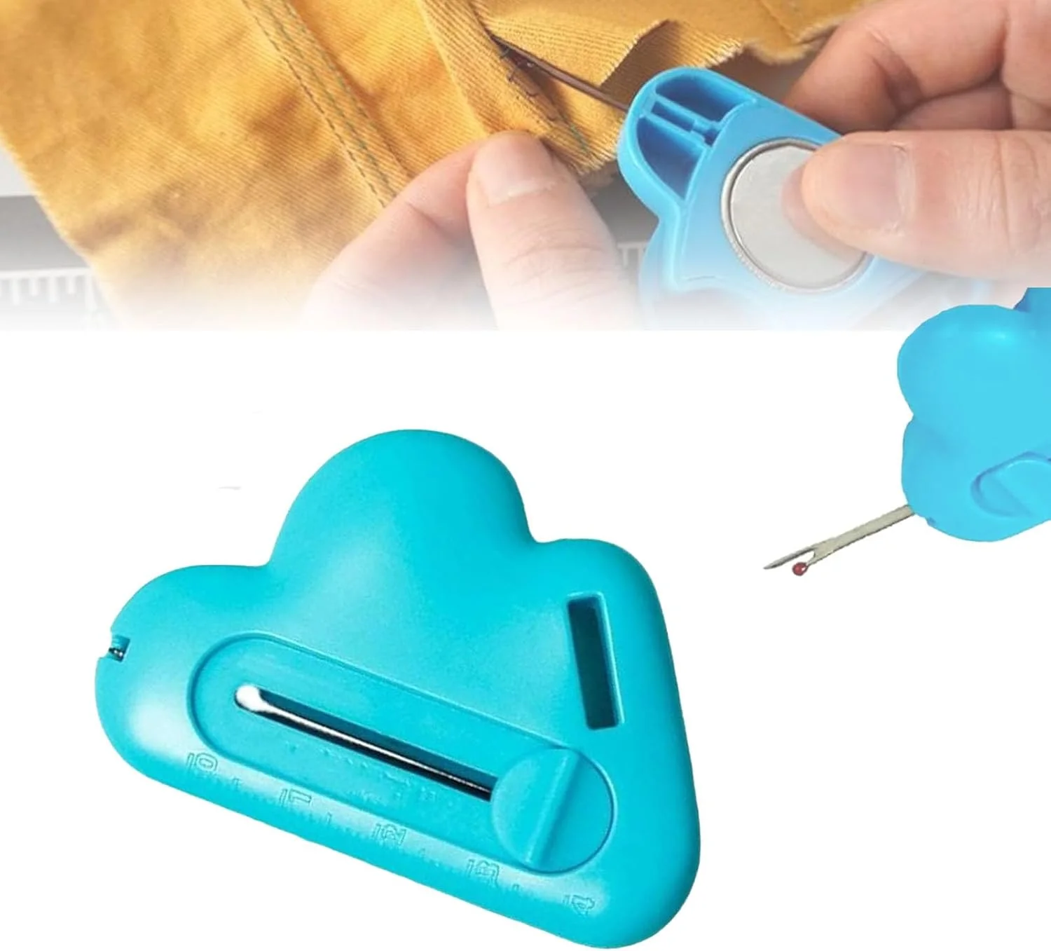 راهنمای درز قابل تنظیم 2 در 1 با درز باز کن داخلی، راهنمای درز مغناطیسی برای چرخ خیاطی، درز باز کن و جدا کننده نخ، راهنمای درز مغناطیسی چند منظوره (آبی)