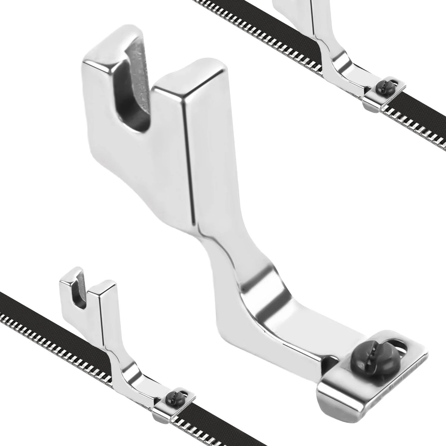 پایه فشاری قابل تنظیم با راهنمای زیپ مخفی برای چرخ خیاطی، پایه های فشاری استیل ضد زنگ، پایه زیپ، ابزار خیاطی