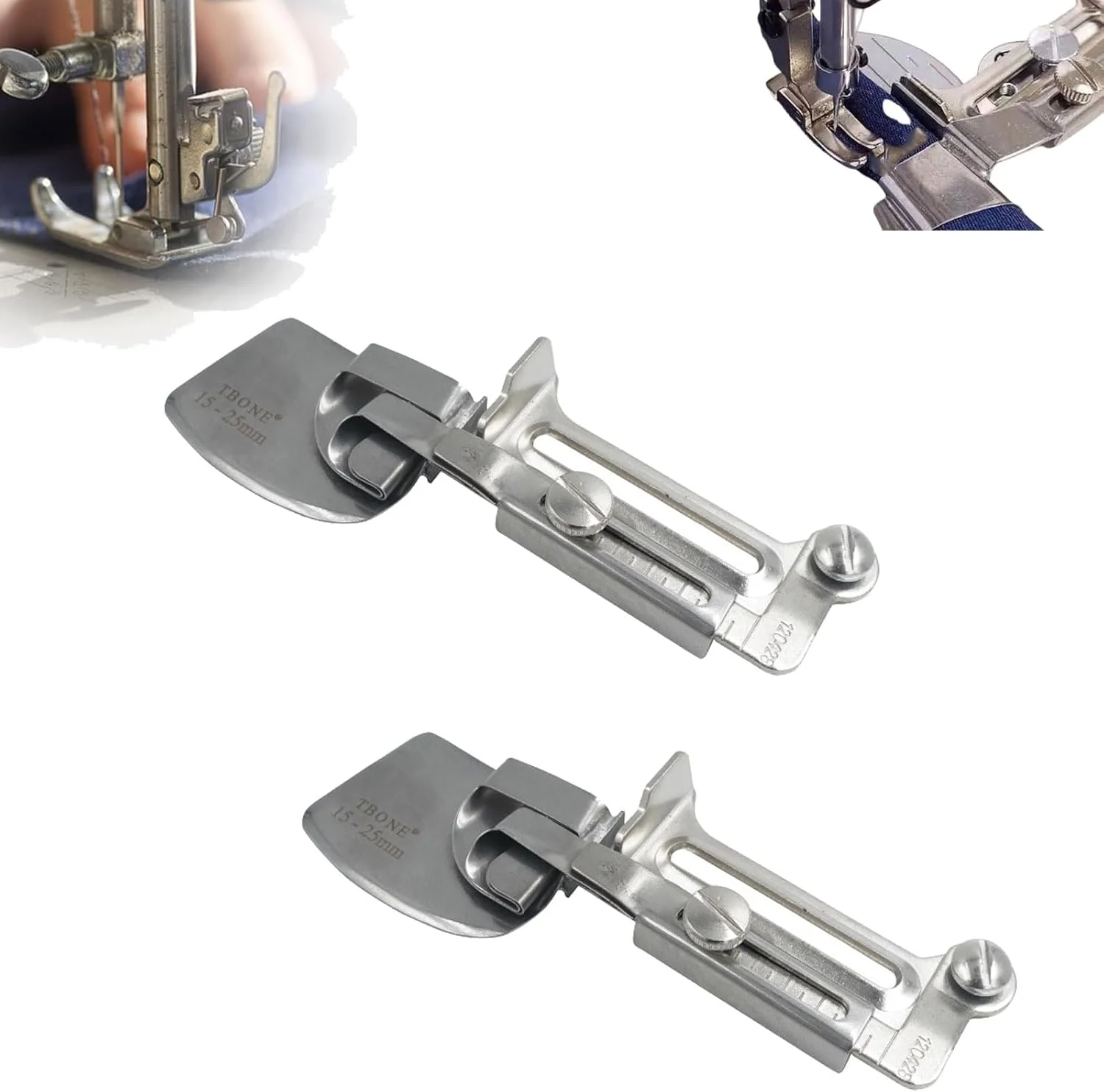 پایه لب تو (Hemmer Foot) قابل تنظیم برای چرخ خیاطی، مجموعه پایه لب تو، پایه لب تو برای چرخ خیاطی، پایه دوخت (2 عدد، 15-25 میلی متر) پایه لب تو (Hemmer Foot) قابل تنظیم برای چرخ خیاطی، مجموعه پایه لب تو، پایه لب تو برای چرخ خیاطی، پایه دوخت (2 عدد، 15-25 میلی متر)