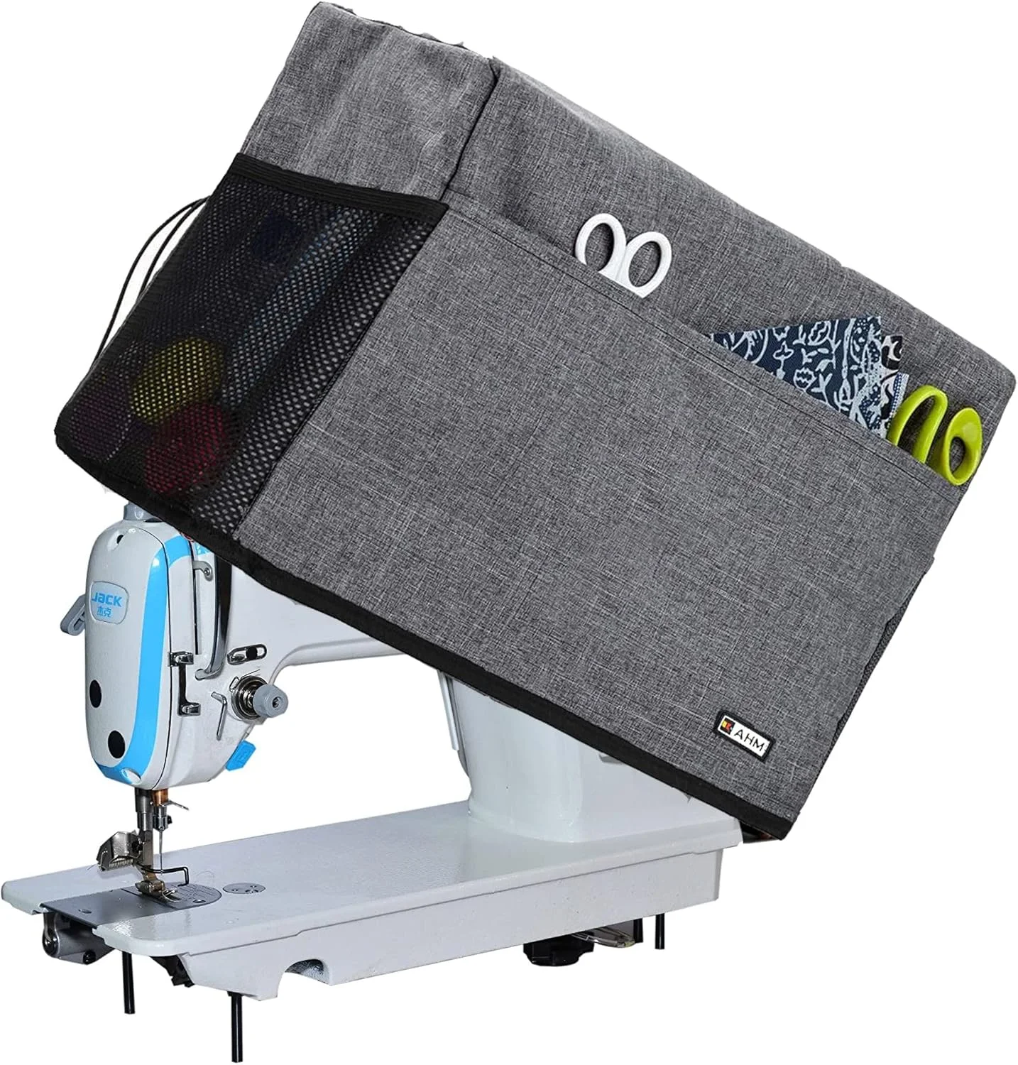 روکش گرد و غبار چرخ خیاطی AHM، سازگار با اکثر چرخ های صنعتی پرسرعت استاندارد جک، جوکی، سینگر، USHA (خاکستری)