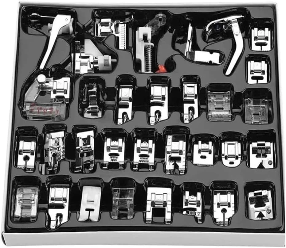 مجموعه 32 عددی پایه های چند منظوره چرخ خیاطی Alnicov، لوازم جانبی خانگی برای لحاف دوزی، گلدوزی، چرم و صنایع دستی پارچه