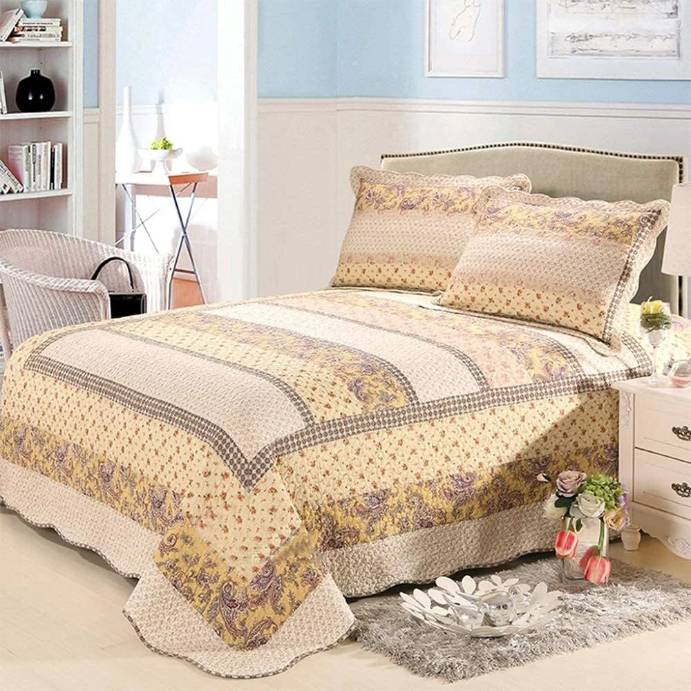 روتختی تابستانی طرح تکه دوزی شده سایز دو نفره ۲۳۰ در ۲۵۰ سانتی متر، ست ۳ تکه ملحفه پنبه ای، لحاف سبک وزن تزئینی، روتختی، پتو - ۲۳۰ در ۲۵۰ سانتی متر، پتو کینگ ۲۳۰ در ۲۵۰ سانتی متر