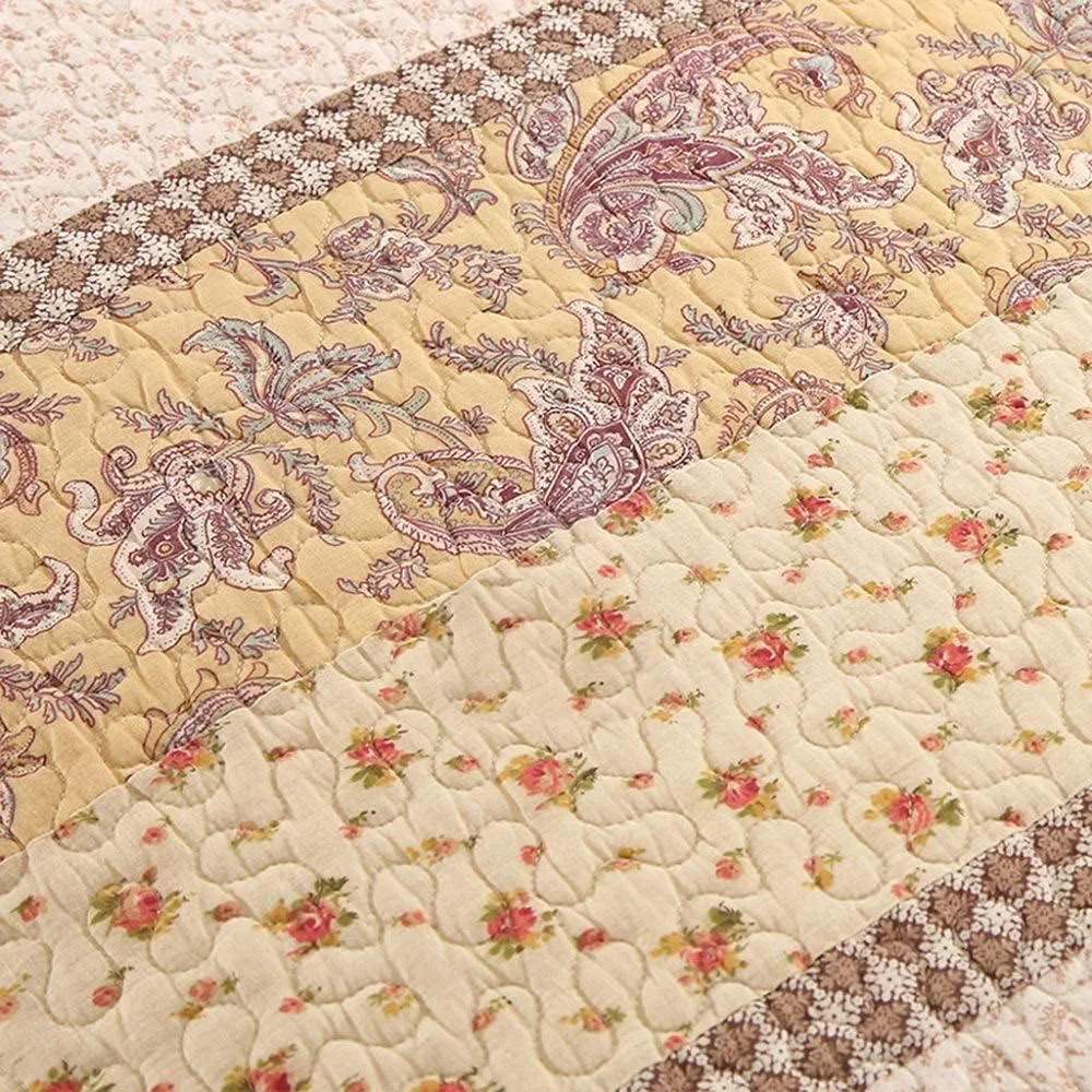 روتختی تابستانی طرح تکه دوزی شده سایز دو نفره ۲۳۰ در ۲۵۰ سانتی متر، ست ۳ تکه ملحفه پنبه ای، لحاف سبک وزن تزئینی، روتختی، پتو - ۲۳۰ در ۲۵۰ سانتی متر، پتو کینگ ۲۳۰ در ۲۵۰ سانتی متر