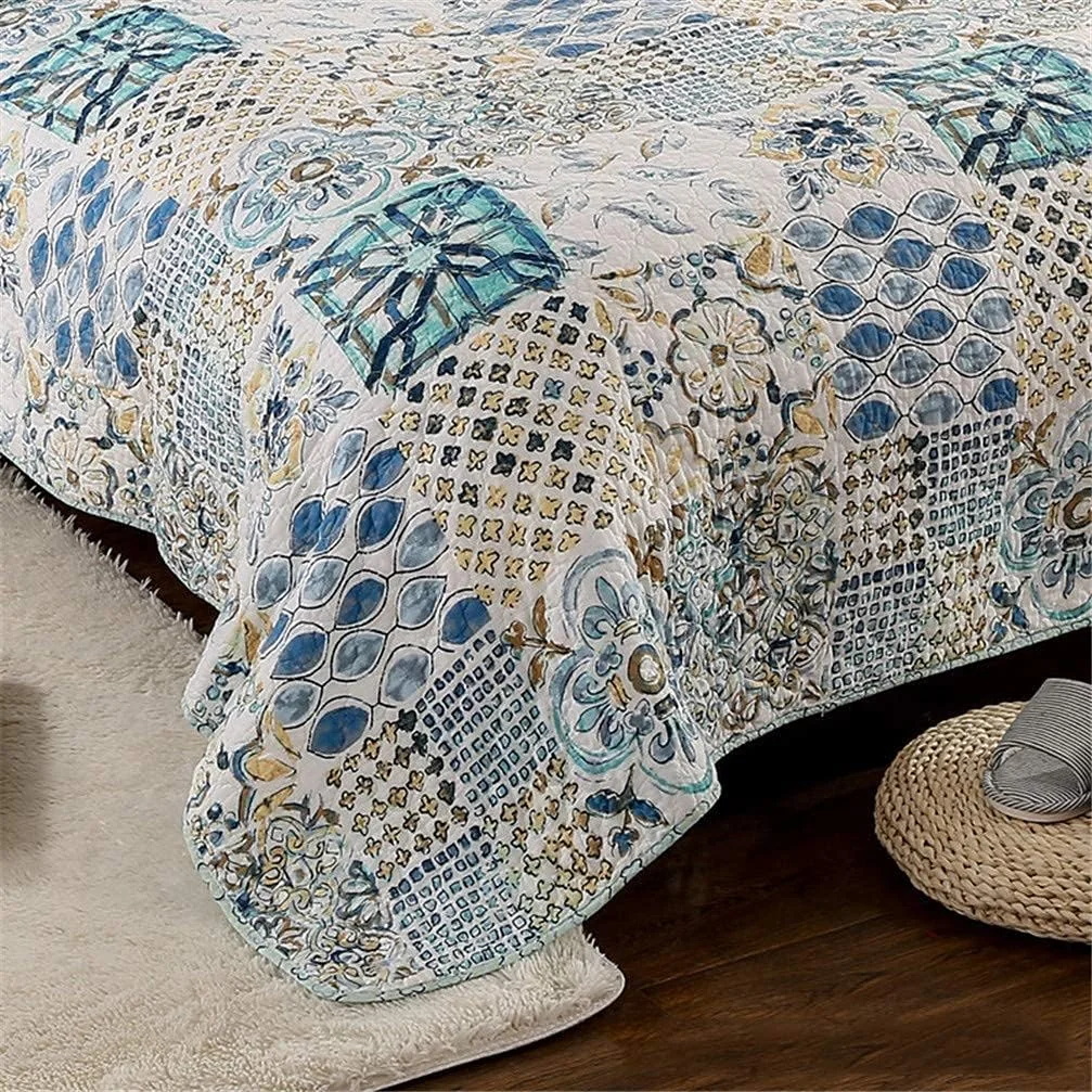 روتختی تکه دوزی شده طرح دار زیبا، 3 تکه، به همراه 2 روبالشتی، 230 در 250 سانتی متر، سبک وزن، طرح مدرن تزئینی، #01، #02