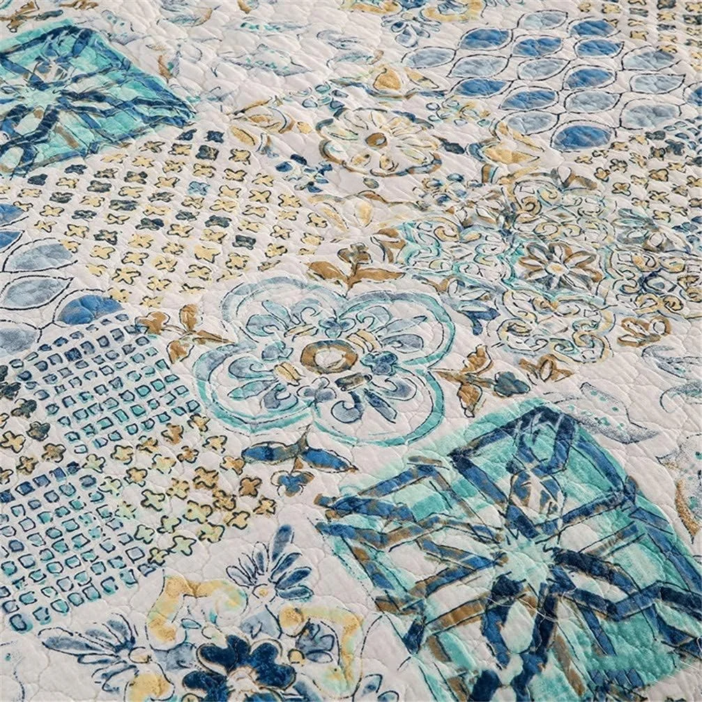 روتختی تکه دوزی شده طرح دار زیبا، 3 تکه، به همراه 2 روبالشتی، 230 در 250 سانتی متر، سبک وزن، طرح مدرن تزئینی، #01، #02