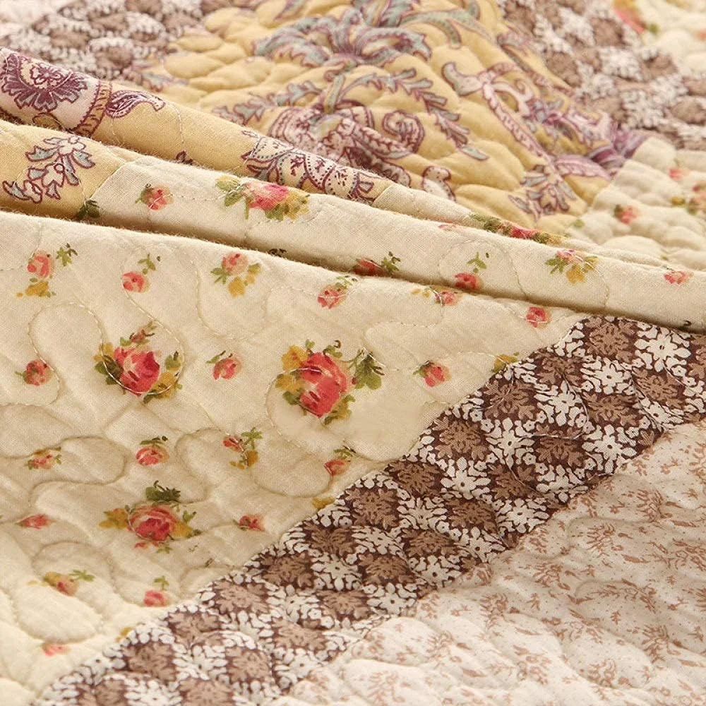 روتختی تابستانی طرح تکه دوزی شده سایز دو نفره ۲۳۰ در ۲۵۰ سانتی متر، ست ۳ تکه ملحفه پنبه ای، لحاف سبک وزن تزئینی، روتختی، پتو - ۲۳۰ در ۲۵۰ سانتی متر، پتو کینگ ۲۳۰ در ۲۵۰ سانتی متر