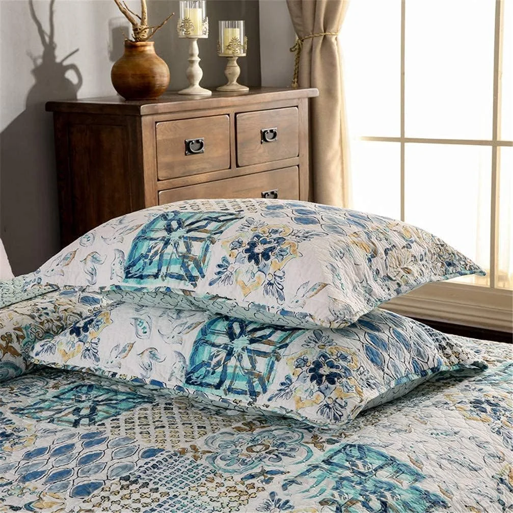 روتختی تکه دوزی شده طرح دار زیبا، 3 تکه، به همراه 2 روبالشتی، 230 در 250 سانتی متر، سبک وزن، طرح مدرن تزئینی، #01، #02