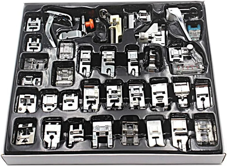 مجموعه پایه های دوخت حرفه ای چرخ خیاطی، 32 عددی، پایه های فشاری نازک چرخ خیاطی خانگی، لوازم جانبی چرخ خیاطی خانگی