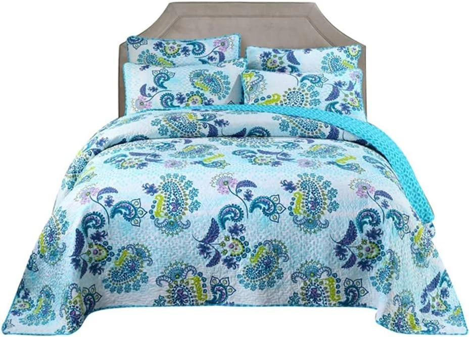 روتختی پنبه ای 230x250 سانتی متر، پتوی مبل، پتوی تابستانی، لحاف چهل تکه با 2 روبالشی 50x70 سانتی متر، 230 * 250 سانتی متر