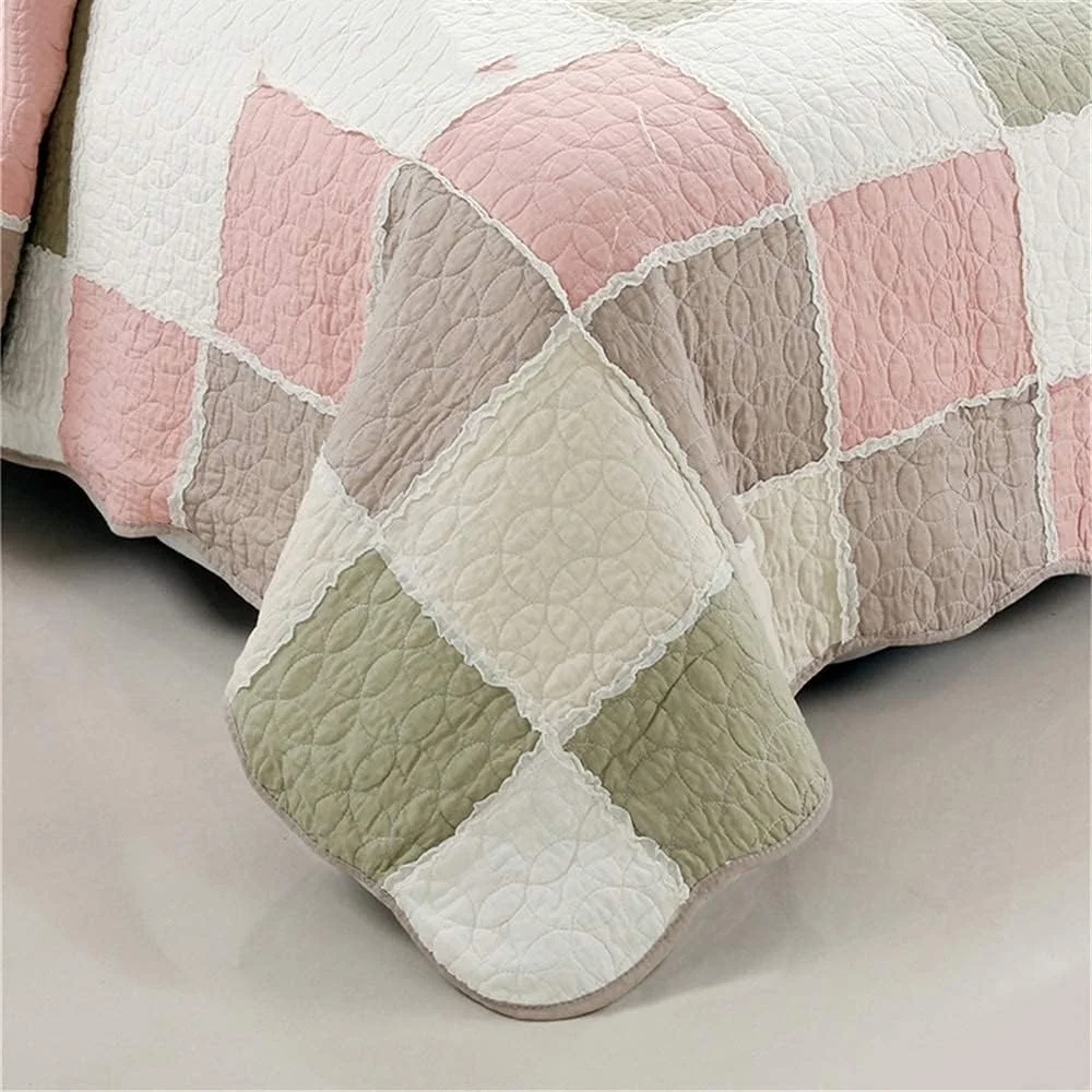 ست روتختی با 2 روبالشی لحافی، طرح تکه دوزی مربعی رنگی، روتختی 230 در 250 سانتی متر، طرح لحاف تخت دونفره، بنفش، صورتی ست روتختی با 2 روبالشی لحافی، طرح تکه دوزی مربعی رنگی، روتختی 230 در 250 سانتی متر، طرح لحاف تخت دونفره، بنفش، صورتی