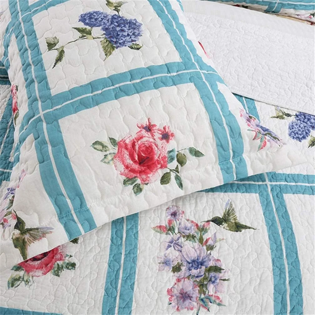 روتختی طرح دار 220x240 سانتی متر + 2 روبالشتی 50x70 سانتی متر، لحاف دو نفره، طرح تکه دوزی، آبی روتختی طرح دار 220x240 سانتی متر + 2 روبالشتی 50x70 سانتی متر، لحاف دو نفره، طرح تکه دوزی، آبی