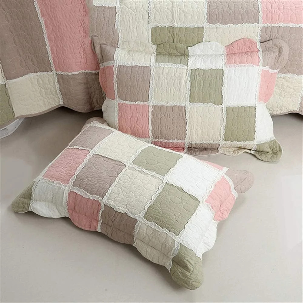 ست روتختی با 2 روبالشی لحافی، طرح تکه دوزی مربعی رنگی، روتختی 230 در 250 سانتی متر، طرح لحاف تخت دونفره، بنفش، صورتی ست روتختی با 2 روبالشی لحافی، طرح تکه دوزی مربعی رنگی، روتختی 230 در 250 سانتی متر، طرح لحاف تخت دونفره، بنفش، صورتی