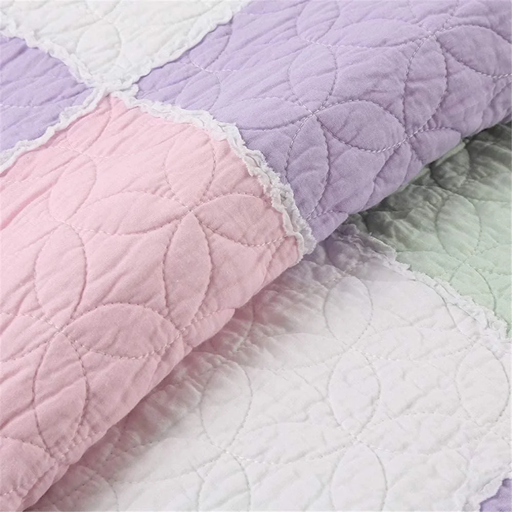 ست روتختی با 2 روبالشی لحافی، طرح تکه دوزی مربعی رنگی، رو تختی 230 در 250 سانتی متر، طرح لحاف تخت دونفره، بنفش، بنفش ست روتختی با 2 روبالشی لحافی، طرح تکه دوزی مربعی رنگی، رو تختی 230 در 250 سانتی متر، طرح لحاف تخت دونفره، بنفش، بنفش