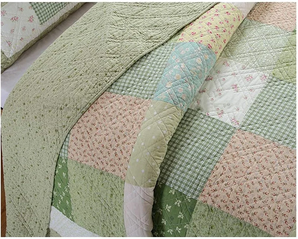 روتختی لحاف دار طرح دار سایز کینگ، ست 3 تکه، طرح گلدار زیبا، طرح تکه دوزی شده، لحاف / رو تختی، 230 در 250 سانتی متر