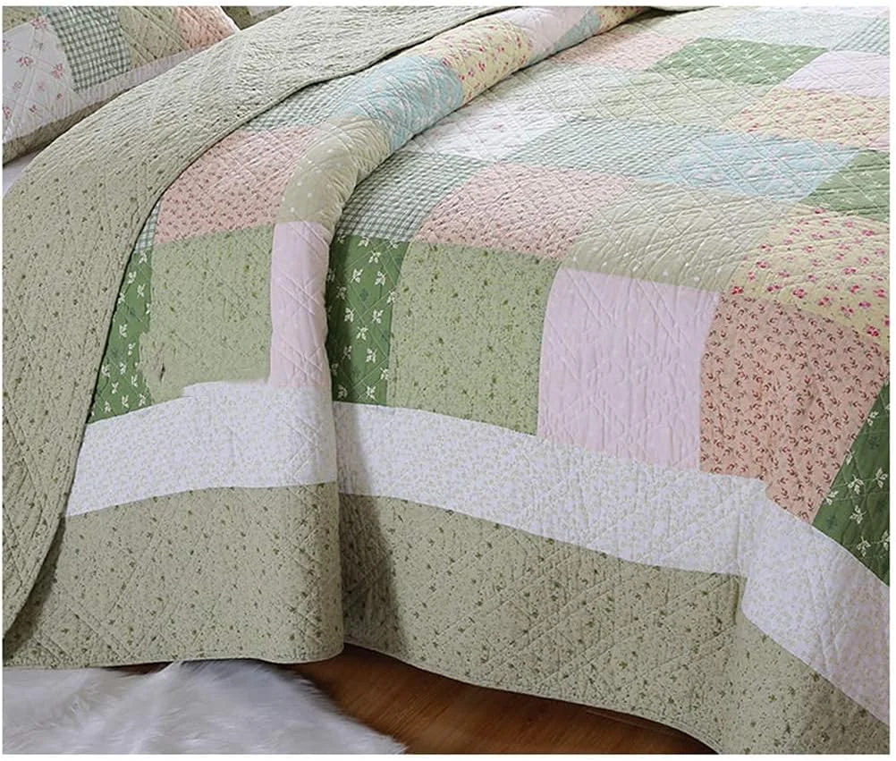 روتختی لحاف دار طرح دار سایز کینگ، ست 3 تکه، طرح گلدار زیبا، طرح تکه دوزی شده، لحاف / رو تختی، 230 در 250 سانتی متر