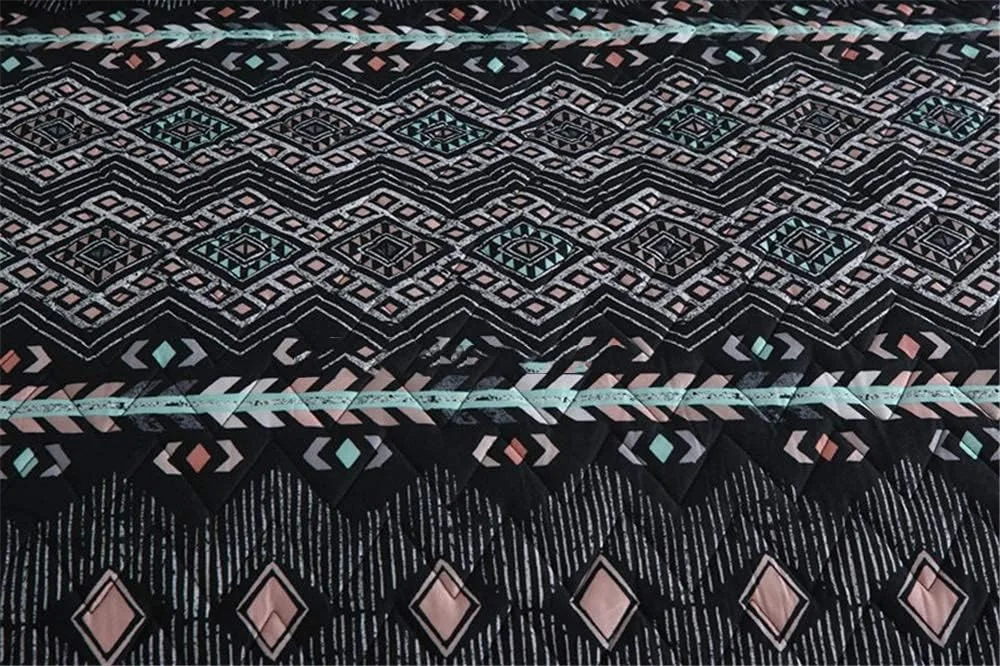 روتختی لحافدوزی شده سه تکه GBMULG طرح راه راه مشکی، 230x250 سانتیمتر، ست روتختی به همراه روبالشتی روتختی لحافدوزی شده سه تکه GBMULG طرح راه راه مشکی، 230x250 سانتیمتر، ست روتختی به همراه روبالشتی