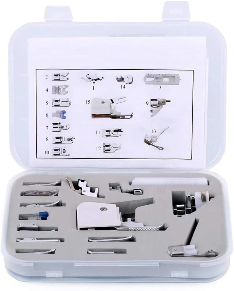 ست 15 عددی پایه های چرخ خیاطی برای Brother، Babylock، New Home، Janome، Elna، Toyata، Singer، Elna، Simplicity، N، New Home، Kenmore ست 15 عددی پایه های چرخ خیاطی برای Brother، Babylock، New Home، Janome، Elna، Toyata، Singer، Elna، Simplicity، N، New Home، Kenmore