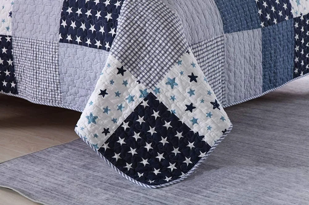 روتختی کینگ سایز طرح دار، لحاف دو نفره پنبه ای تکه دوزی شده، ست روتختی، لحاف و روبالشتی، I-230X250cm, C-king 230X250cm