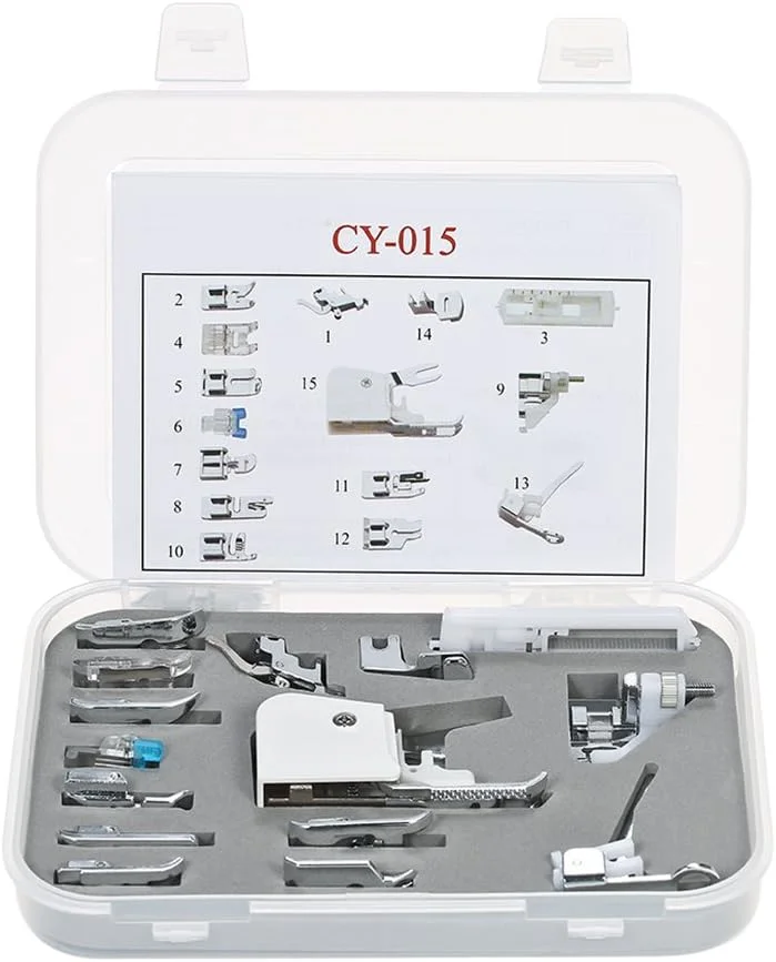 Anself- پایه های چرخ خیاطی، مجموعه 15 عددی پایه های چرخ خیاطی حرفه ای مناسب برای چرخ خیاطی های پایه کوتاه (مناسب برای Brother/Babylock/New Home/Singer/Pfaff/Janome/Kenmore و غیره) Anself- پایه های چرخ خیاطی، مجموعه 15 عددی پایه های چرخ خیاطی حرفه ای مناسب برای چرخ خیاطی های پایه کوتاه (مناسب برای Brother/Babylock/New Home/Singer/Pfaff/Janome/Kenmore و غیره)