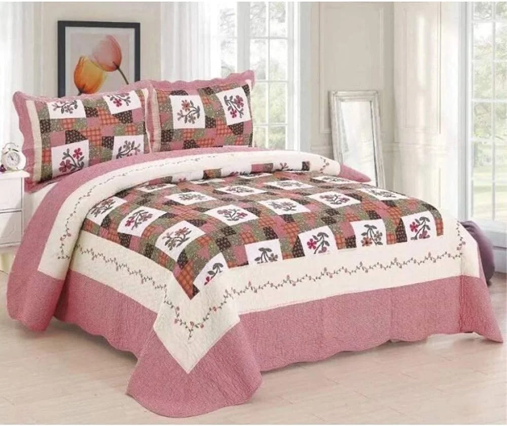 روتختی لحافی پنبه ای GBMULG سایز کینگ، لحاف روتختی 3 تکه، I-230X250cm, C-king 230X250cm