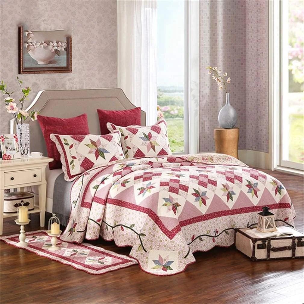 روتختی سه تکه طرح حاشیه دار، لحاف دوزی شده، سایز 230x250 سانتی متر