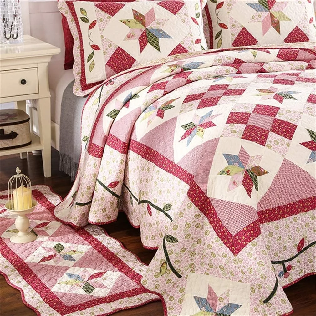 روتختی سه تکه طرح حاشیه دار، لحاف دوزی شده، سایز 230x250 سانتی متر روتختی سه تکه طرح حاشیه دار، لحاف دوزی شده، سایز 230x250 سانتی متر