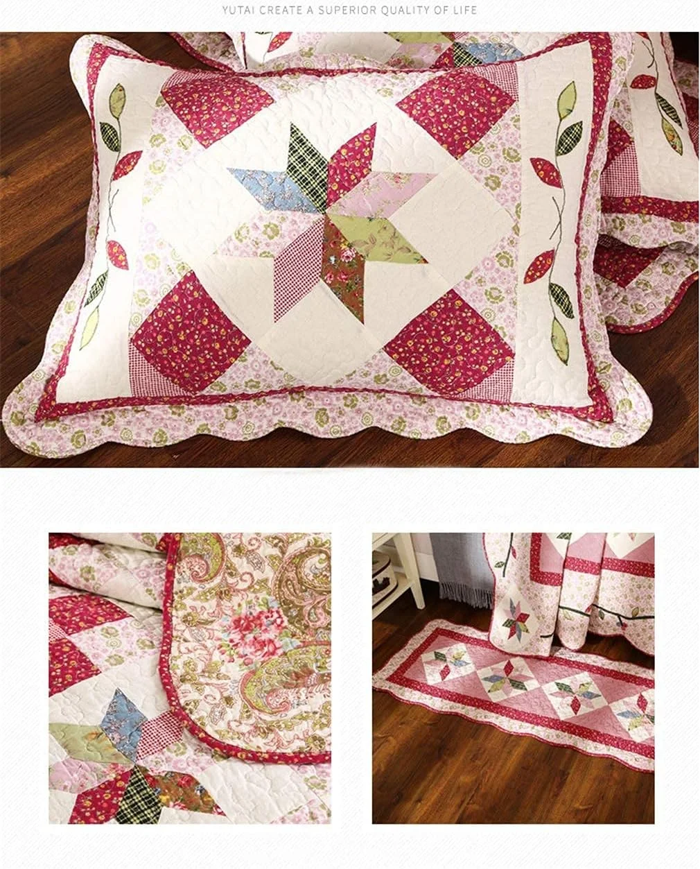 روتختی سه تکه طرح حاشیه دار، لحاف دوزی شده، سایز 230x250 سانتی متر روتختی سه تکه طرح حاشیه دار، لحاف دوزی شده، سایز 230x250 سانتی متر