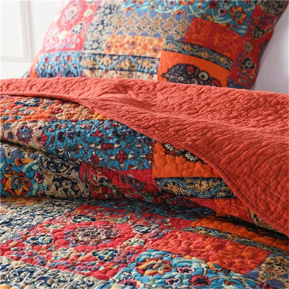 روتختی لحافی پنبه ای طرح تکه دوزی شده مناسب تخت/مبل با طرح شیک و خاص، ابعاد 230 * 250 سانتی متر