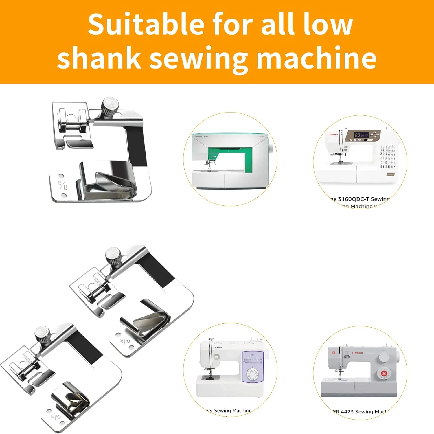 پایه لب تو (1/2 اینچ، 3/4 اینچ، 1 اینچ) مناسب برای چرخ خیاطی های سینگر، برادر، ژانومه و سایر آداپتورهای ساق کوتاه