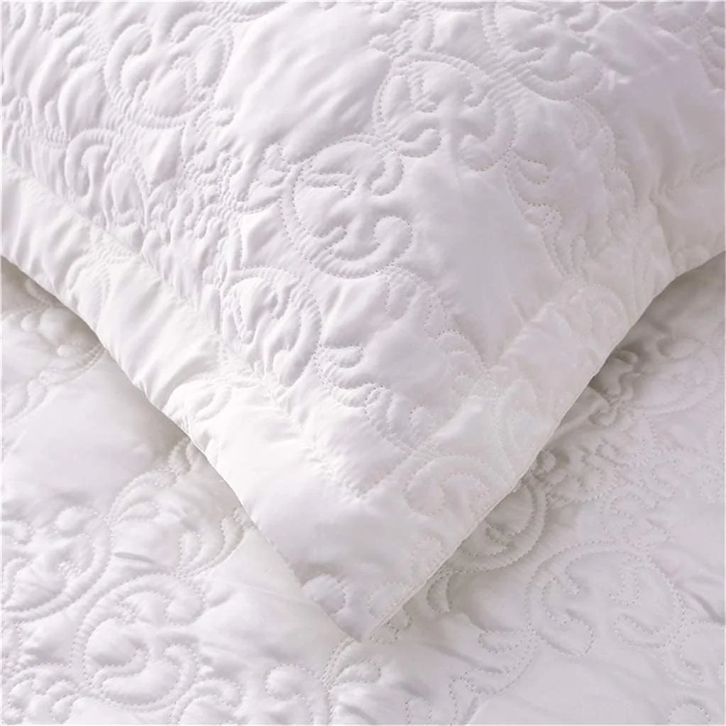 روتختی طرح گلدوزی سفید 230 در 250 سانتی متر، روتختی تکه دوزی شده طرح دار فابین به همراه 2 روبالشتی