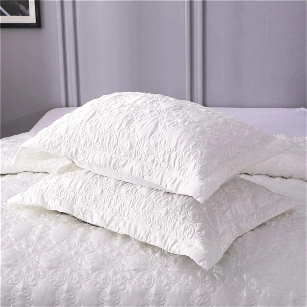 روتختی طرح گلدوزی سفید 230 در 250 سانتی متر، روتختی تکه دوزی شده طرح دار فابین به همراه 2 روبالشتی