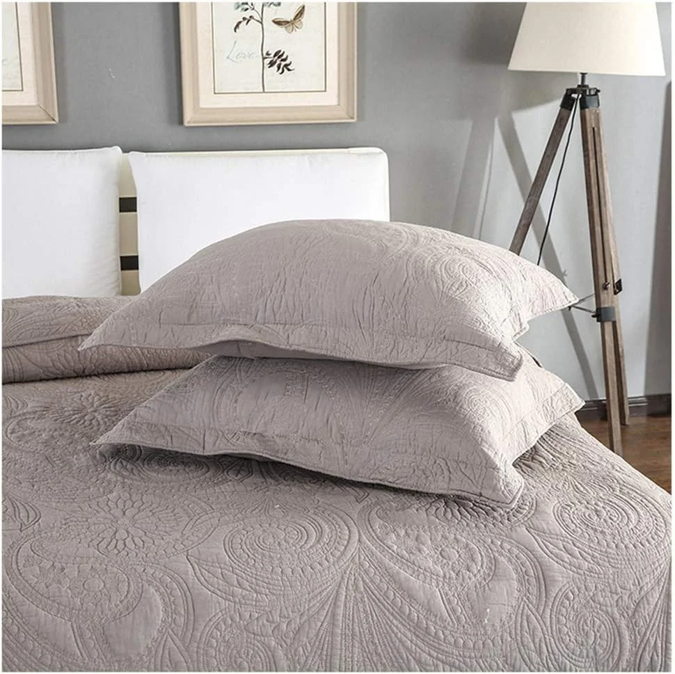 روتختی پنبه ای خاکستری طرح برجسته گل ققنوس، طرح تکه دوزی دو رو